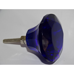 Bouton en verre en forme de DIAMANT 45 mm bleu outremer