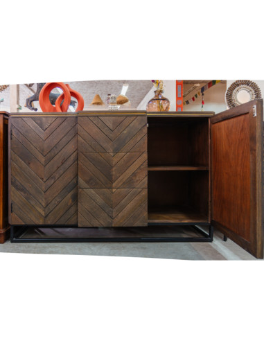 Buffet manguier art déco 2 portes 3 tiroirs