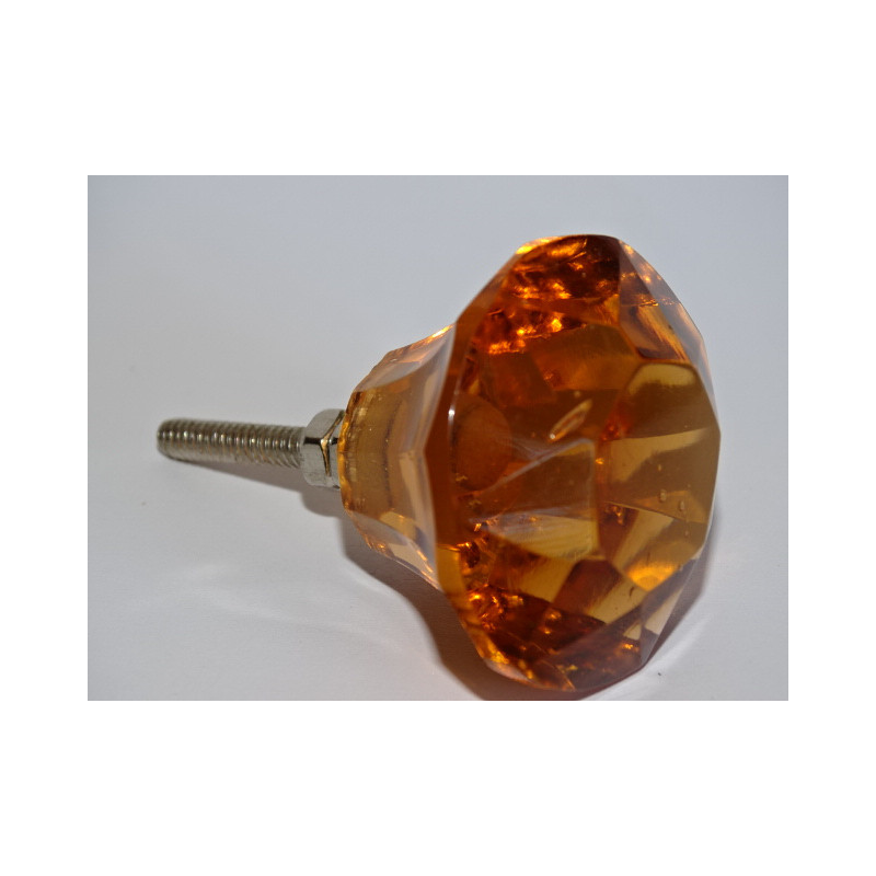Bouton en verre en forme de DIAMANT 45 mm ambre