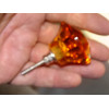 DIAMANT-förmiger Glasknopf 45 mm Bernstein