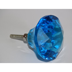 DIAMOND-shaped glass button 45 mm turquoise