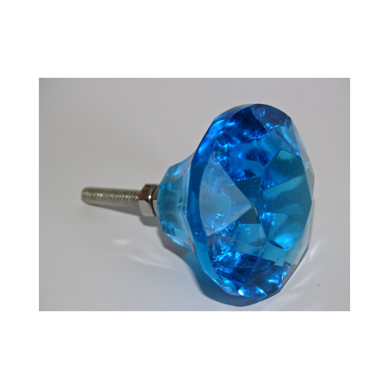 Botón de cristal en forma de DIAMANTE 45 mm turquesa