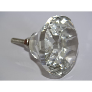 Botón de cristal en forma de DIAMANTE 40 mm transparente