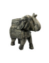 Statue d'éléphant en bois sculpté gris patiné