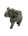 Statue d'éléphant en bois sculpté gris patiné