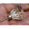 DIAMOND-shaped glass button 40 mm transparent