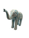 Statue d'éléphant en bois sculpté bleu patiné