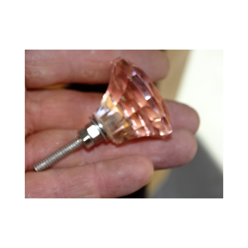 Bottone in vetro a forma di DIAMANTE 35 mm salmone