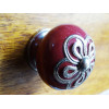 Manico in porcellana fiore bordeaux metallo