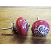 Manico in porcellana fiore bordeaux metallo