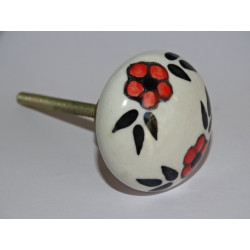 Handle of round furniture of red and black flowers