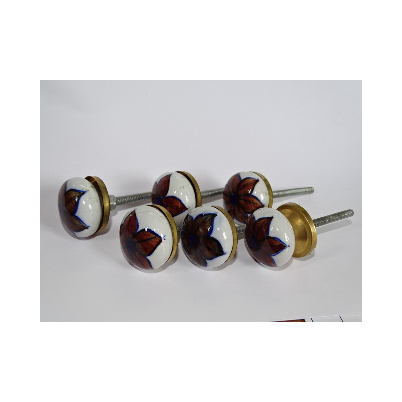Set mit 6 kleinen dunkelbraunen Blumenknöpfen 30 mm LOT 67