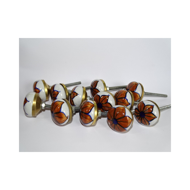 Lot von 12 kleinen hellbraunen Blütenknöpfen 30 mm LOT 64