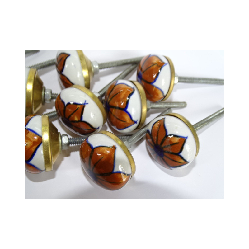 Lot of 12 small light brown flower buttons 30 mm LOT 64