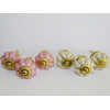 Set von 6 Kürbisknöpfen 32 mm 3 Rosen und 3 beige