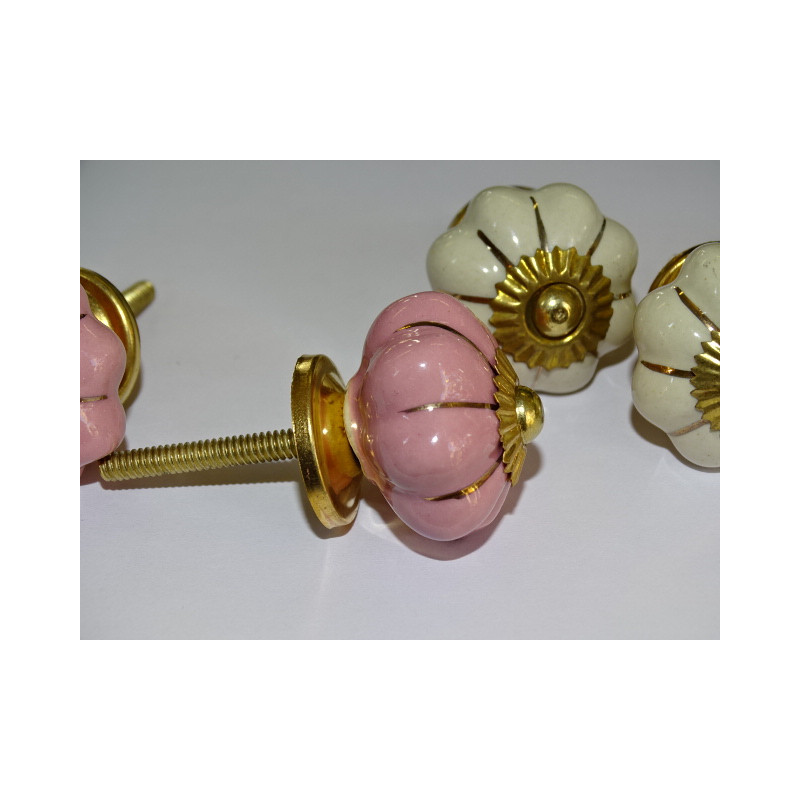 Set de 6 botones de calabaza 32 mm 3 rosas y 3 beige