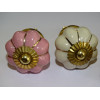 Set von 6 Kürbisknöpfen 32 mm 3 Rosen und 3 beige