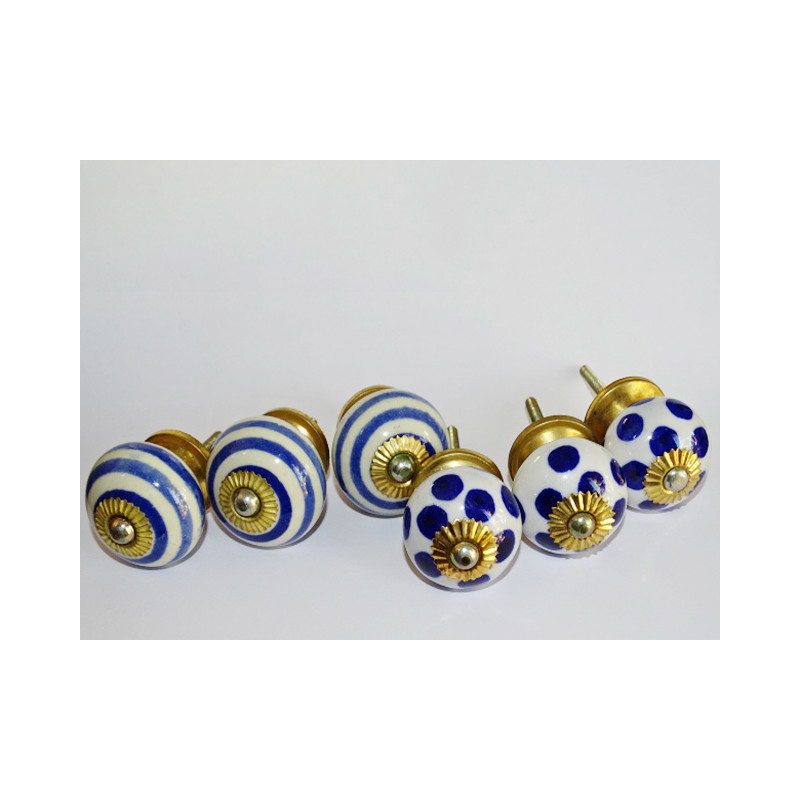 Set of 6 porcelain buttons - Lot 6