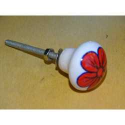 Pear drawer handle with red flower