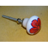 Pear drawer handle with red flower