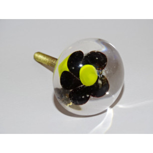 Furniture handle Transparent black flower