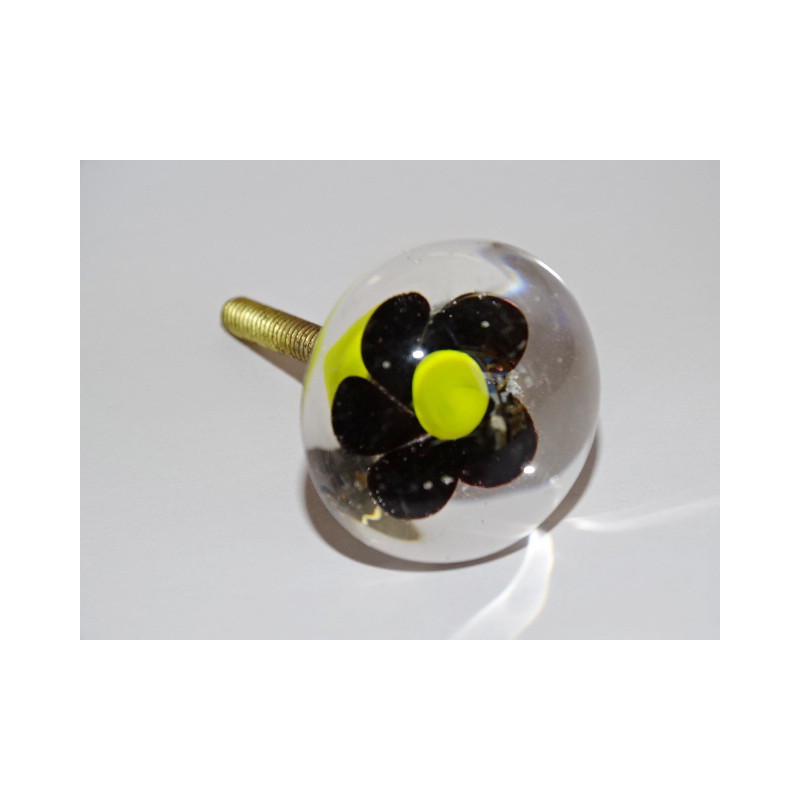 Furniture handle Transparent black flower