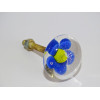 Poignée de meuble transparente fleur bleue