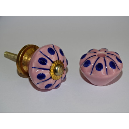 Small Furniture handle pink pumpkin with blue pitch