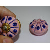 Petite Poignée de meuble citrouille rose à pois bleu