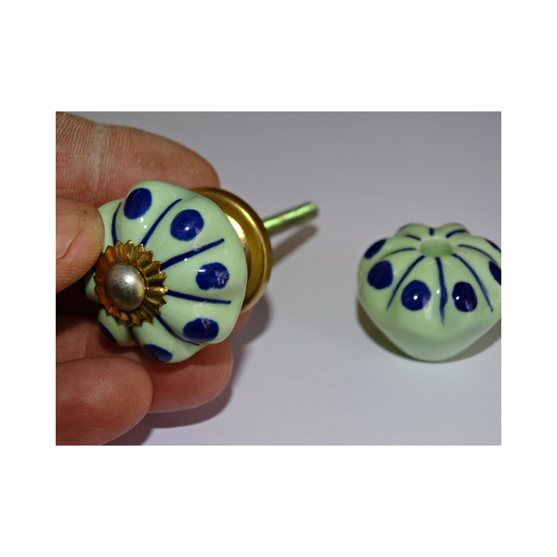 Small Furniture handle Green pumpkin with blue pitch