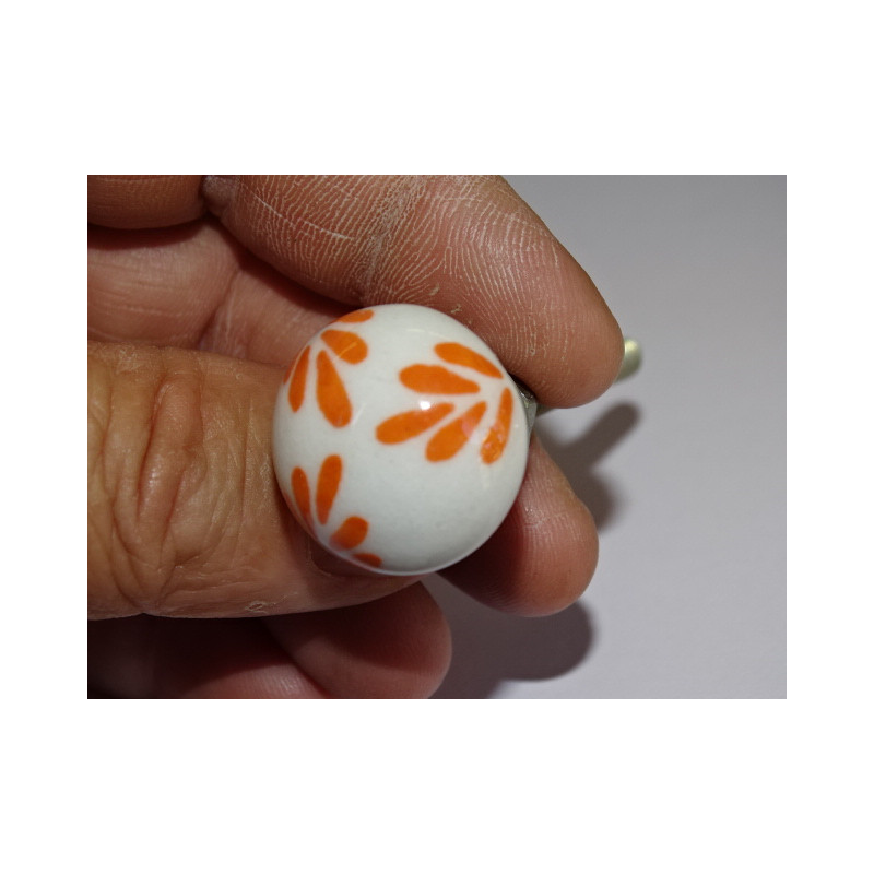 Petite Poignée de meuble feuillage orange