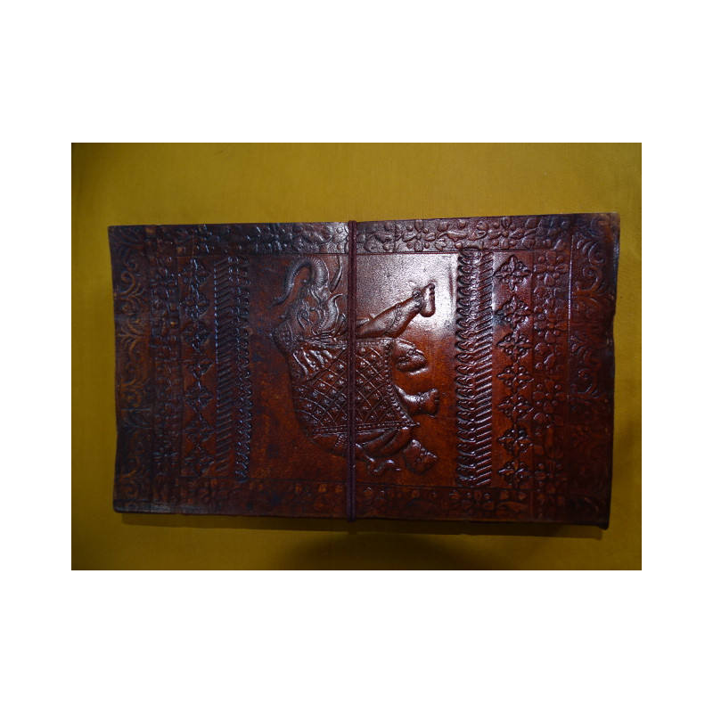 Großes Reisetagebuch aus Leder mit ELEPHANT -Muster 13X23 cm