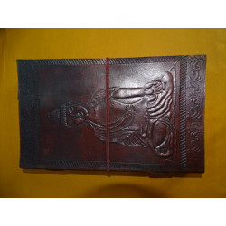 Grand carnet de voyage en cuir avec motif BUDDHA 13X23 cm