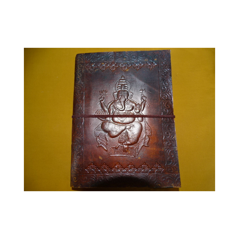 Carnet de voyage en cuir avec motif GANESH 15X20 cm