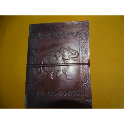 Leather travel diary with ELEPHANT pattern 15X20 cm
