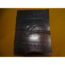 Leather travel diary with OM pattern 15X20 cm