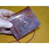 Kleines Reisetagebuch aus Leder mit BUDDHA-Motiv 8x10 cm