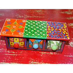 Tea or spice box with 3 ceramic drawers N ° 5