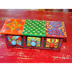 Tea or spice box with 3 ceramic drawers N ° 7