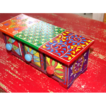 Tea or spice box with 3 ceramic drawers N ° 7