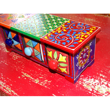 Tea or spice box with 3 ceramic drawers N ° 13