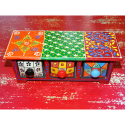 Tea or spice box with 3 ceramic drawers N ° 15