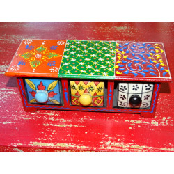 Tea or spice box with 3 ceramic drawers N ° 18