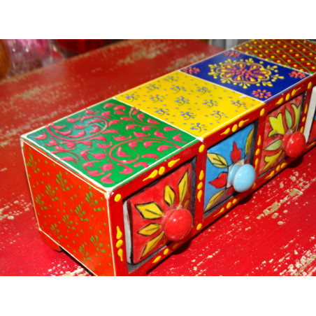 Tea or spices box 4 ceramic drawers N ° 9