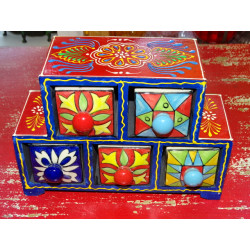 Tea or spices box 5 ceramic drawers N ° 2