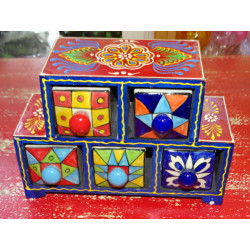 Tea or spices box 5 ceramic drawers N ° 14