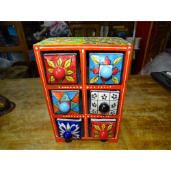 Vertikale Tee- oder Gewürzbox 6 Keramikschubladen N ° 3