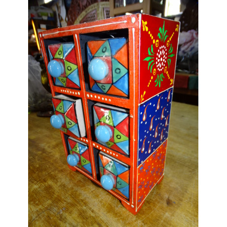 Vertikale Tee- oder Gewürzbox 6 Keramikschubladen N ° 4