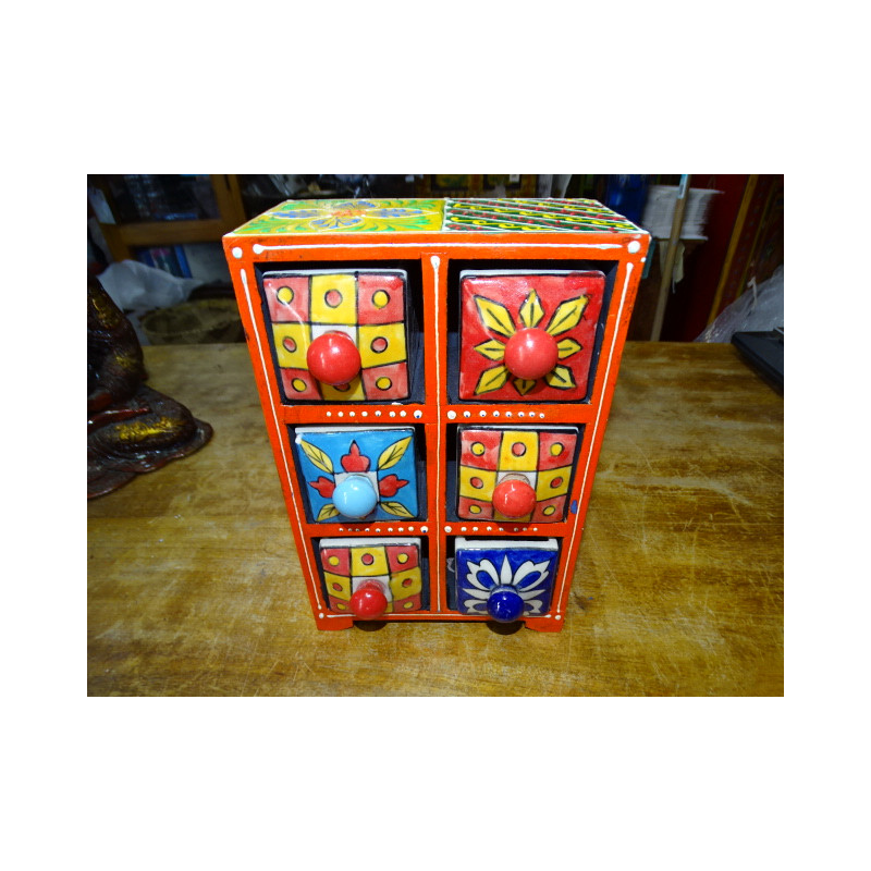 Vertikale Tee- oder Gewürzbox 6 Keramikschubladen N ° 6