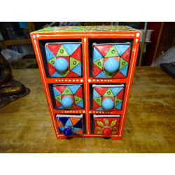 Vertical tea or spices box 6 ceramic drawers N ° 7